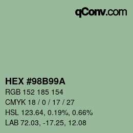 颜色代码: HEX #98B99A | qconv.com