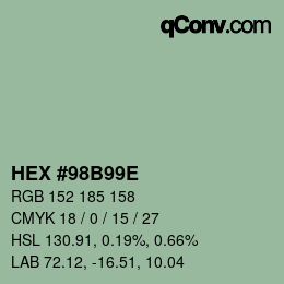 Color code: HEX #98B99E | qconv.com