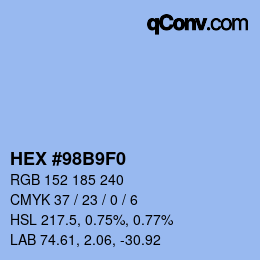 Color code: HEX #98B9F0 | qconv.com