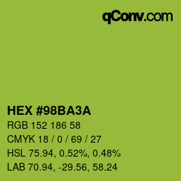 カラーコード: HEX #98BA3A | qconv.com