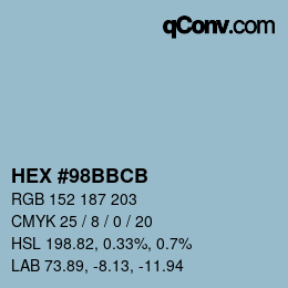 Color code: HEX #98BBCB | qconv.com