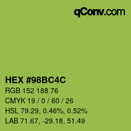Color code: HEX #98BC4C | qconv.com