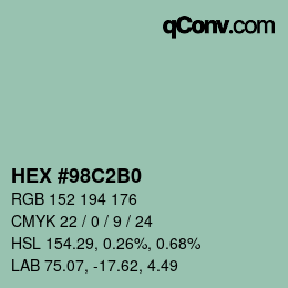Color code: HEX #98C2B0 | qconv.com