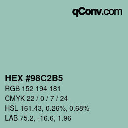Color code: HEX #98C2B5 | qconv.com