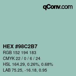 Color code: HEX #98C2B7 | qconv.com