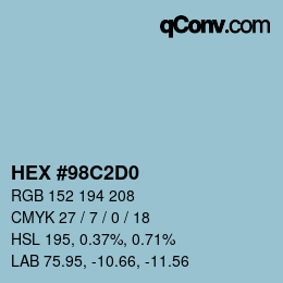 Color code: HEX #98C2D0 | qconv.com