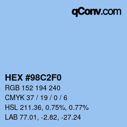 Color code: HEX #98C2F0 | qconv.com