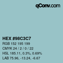 Color code: HEX #98C3C7 | qconv.com