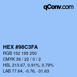 Color code: HEX #98C3FA | qconv.com