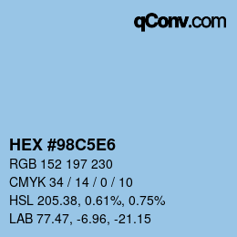Farbcode: HEX #98C5E6 | qconv.com