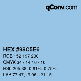 Color code: HEX #98C5E6 | qconv.com