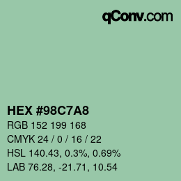 Color code: HEX #98C7A8 | qconv.com