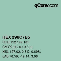 Color code: HEX #98C7B5 | qconv.com