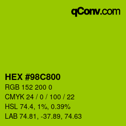 Color code: HEX #98C800 | qconv.com