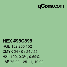Color code: HEX #98C898 | qconv.com