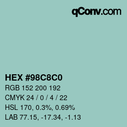 Color code: HEX #98C8C0 | qconv.com