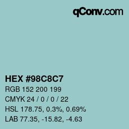 Color code: HEX #98C8C7 | qconv.com