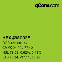 Color code: HEX #98C92F | qconv.com