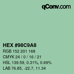 Color code: HEX #98C9A8 | qconv.com
