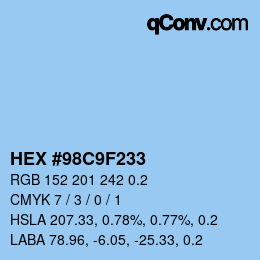 颜色代码: HEX #98C9F233 | qconv.com
