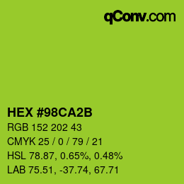 Farbcode: HEX #98CA2B | qconv.com