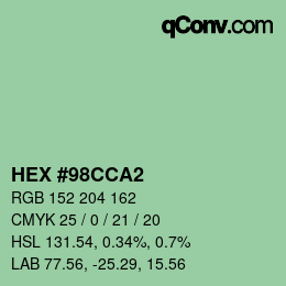 Color code: HEX #98CCA2 | qconv.com