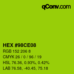 カラーコード: HEX #98CE08 | qconv.com