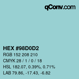 カラーコード: HEX #98D0D2 | qconv.com