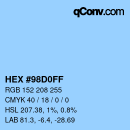 Color code: HEX #98D0FF | qconv.com