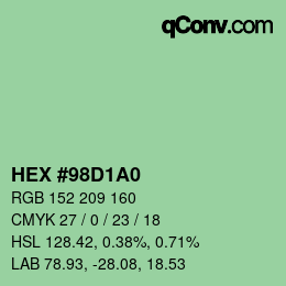 カラーコード: HEX #98D1A0 | qconv.com