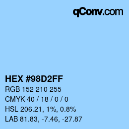 カラーコード: HEX #98D2FF | qconv.com