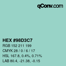 Color code: HEX #98D3C7 | qconv.com