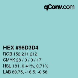 Color code: HEX #98D3D4 | qconv.com