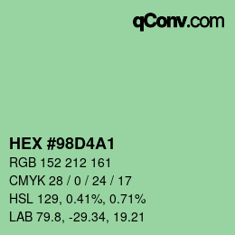 Farbcode: HEX #98D4A1 | qconv.com