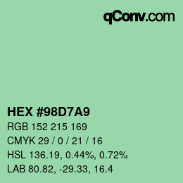 Color code: HEX #98D7A9 | qconv.com