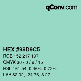 Color code: HEX #98D9C5 | qconv.com