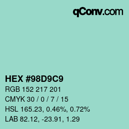 Color code: HEX #98D9C9 | qconv.com