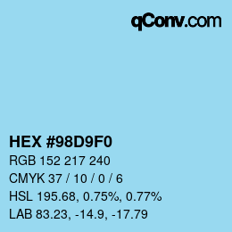 Color code: HEX #98D9F0 | qconv.com