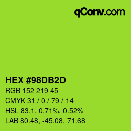 カラーコード: HEX #98DB2D | qconv.com