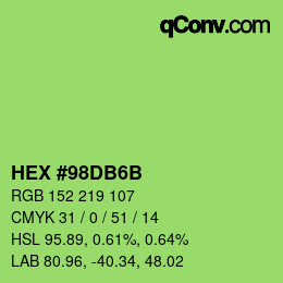 Color code: HEX #98DB6B | qconv.com