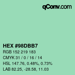 Color code: HEX #98DBB7 | qconv.com