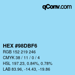 颜色代码: HEX #98DBF6 | qconv.com