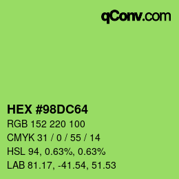 Código de color: HEX #98DC64 | qconv.com