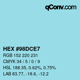 Color code: HEX #98DCE7 | qconv.com