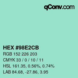 颜色代码: HEX #98E2CB | qconv.com