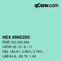 颜色代码: HEX #98E2D0 | qconv.com