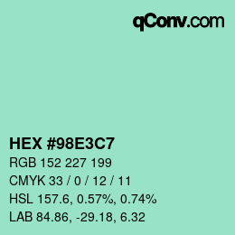 Color code: HEX #98E3C7 | qconv.com