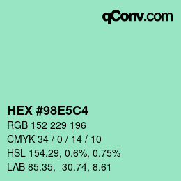 Color code: HEX #98E5C4 | qconv.com
