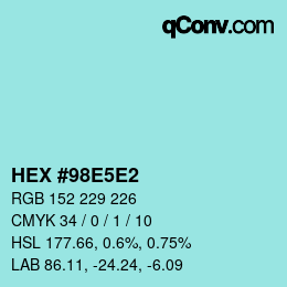 Color code: HEX #98E5E2 | qconv.com