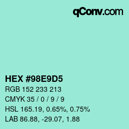Color code: HEX #98E9D5 | qconv.com